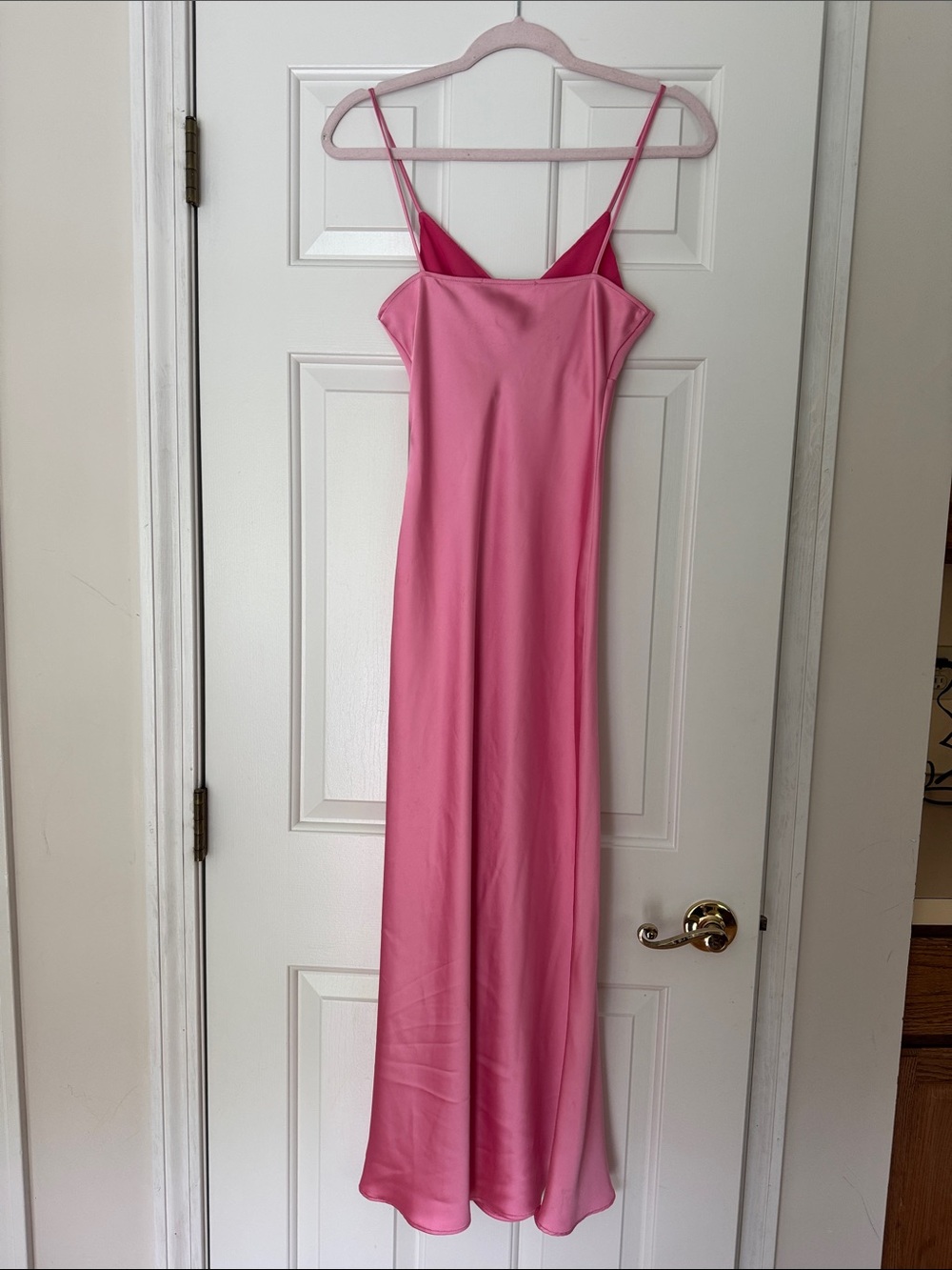 Zara Pink Satin Slip Maxi Dress with Button Front - Picture 5 of 5